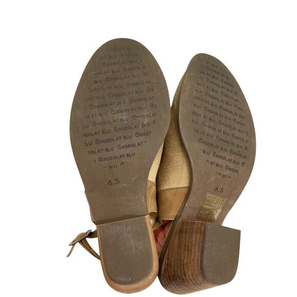 Chocolat Blu Abis suede Backless Booties Size 6.5 tan boho western chic - Picture 9 of 13